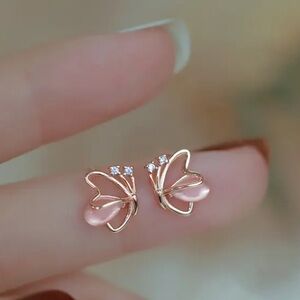 Delicate & Super Cute Stud Pink Butterfly Earrings. Classic